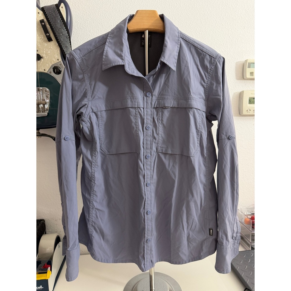 REI Co-op Sahara Womens Small Blue Gray Long Sleeve Hiking Shirt Ventilated Back